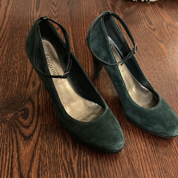 Green faux suede high heels - Picture 2 of 6